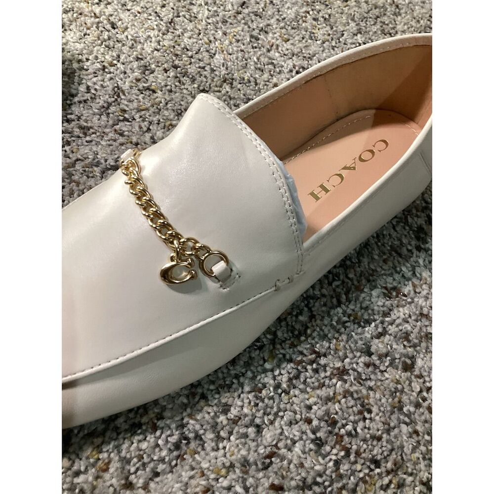 Coach Women's Hanna Leather Loafers Cream Size 7 Casual Slip On Flats - Picture 5 of 6